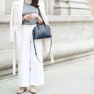 Everlane Cropped Wide Legged White Jeans